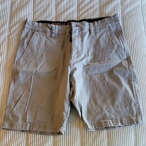 Men's gray social coast shorts, size 32 waist, 9"inseam.